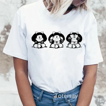 Jauns Sieviešu t-krekls ar multfilmas mafalda paren el mundo que man quiero bajar drukāt Dāmas t krekls vasaras Harajuku 90s meitene krekls topi