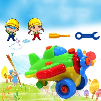 Jaunu 1Set Izlases Color Kids Bērnu DIY Demontāžu Un Montāžu Karikatūra Lidmašīnas Rotaļlietas Ar Rīks Bērniem, kas Sapulcējušies Modelis Rotaļlietas
