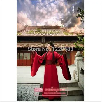 Jaunu 2017 3 Krāsas, Melna Balta Sarkana Valsts Seno Ķīniešu Hanfu Apģērbu Cosplay Kostīmu Hanfu Vīriešiem