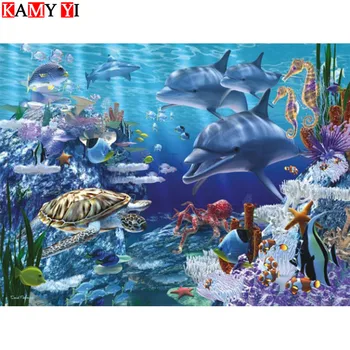 Jaunu 2020. gadam 5D DIY Dimanta glezna krustdūrienā vaļu Pilnu Kvadrātveida Dimanta izšuvumi zivju Pilna Apaļā Dimanta mozaīkas dzīvnieku LK1
