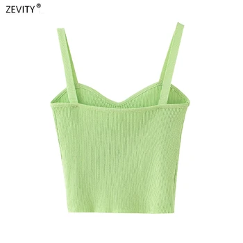Jaunu 2020. gadam Sieviešu modes spageti siksnas tīrtoņa krāsu camis topi vasaras valkāt sieviešu zaļā adīšanas slim linga crop topi LS6747