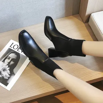 Jaunu 2020. gadam Ērti Sieviešu Office Rudens Modes Cietas Kurpes Sieviete augstpapēžu kurpes Lady Potītes