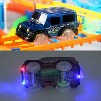 JAUNU 2in1Railway Elastīgiem Sliežu Auto Uzstādīts Apgaismojums Sacīkšu Auto Spīd Tumsā Dziesmu Rotaļlietas Transportlīdzekļa Modelis Vilcienu Dāvanu Zēns Mazulis