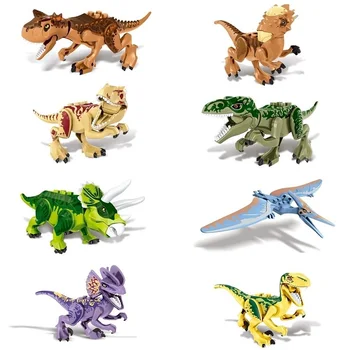JAUNU 8PCS Jurassic Dinozauru Filmu Skaitļi Celtniecības Bloku Komplekts T-Rex Velociraptor Triceratop Echo Rīcības Minifigure Rotaļlietas Pasaules Park