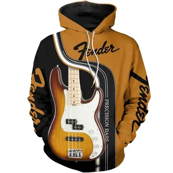 Jaunu atdzist Brūna fender Precision Bass 3D AOP ikdienas pelēkā vārna Unisex hip hop jaka