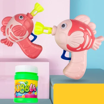 Jaunu cute zivju āra rokasgrāmata burbulis lielgabalu vecāku-bērnu mijiedarbību, bērnu multfilmas inerces rokasgrāmata burbulis, kas pūš mašīna rotaļlieta