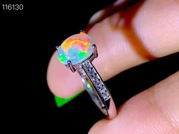 Jaunu dabas opal gredzens 925 sudraba vienkāršu un skaidru jauno galveno akmens izmērs 6x8mm