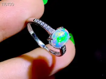 Jaunu dabas opal gredzens 925 sudraba vienkāršu un skaidru jauno galveno akmens izmērs 6x8mm