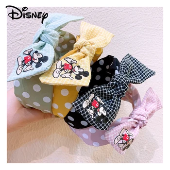 Jaunu Disney Dāma Matu Stīpām Piederumi Cute Karikatūra Mickey Mouse Bowknot Pleds Galvas Bērniem, Sievietēm Plata Elastīga Dot Cepures