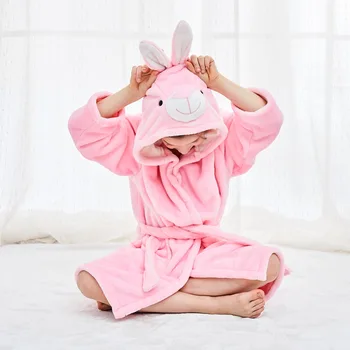 Jaunu Flaneļa Bērnu Peldmētelis Zēni Meitenes Coral Fleece Pidžamu Sleepwear Ziemas Kapuci Dvieļu Halāti, Baby Toddler Pidžamas Halāti