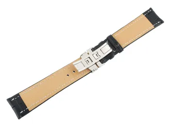 Jaunu Ierodas watchband Dizaina Izturīgs 12,16,18,20,22,24 mm Īstas Ādas Aproce Deployant Siksna Skatīties Joslas Melna kafija baltā