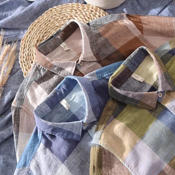 Jaunu Itālija stila garām piedurknēm pleds krekli vīriešu modes zīmola ikdienas krekls mens pavasara un vasaras kreklu vīriešu camisa overhemd