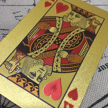 Jaunu Izklaidēt Zelta Spēlējot Kārtis Klāja Zelta Foliju, Pokers, Kārtis 24K Zeltu Plastmasas Folija Pokers Izturīga, Ūdensdroša Kartes Piliens Kuģis