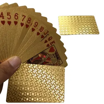 Jaunu Izklaidēt Zelta Spēlējot Kārtis Klāja Zelta Foliju, Pokers, Kārtis 24K Zeltu Plastmasas Folija Pokers Izturīga, Ūdensdroša Kartes Piliens Kuģis