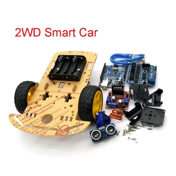 Jaunu Izvairīšanās Izsekošanas Mehānisko Gudrs Robots Automašīnas Šasijas, Komplekta Ātrums Encoder Akumulatora Kaste 2WD Ultraskaņas Modulis Arduino Komplekts