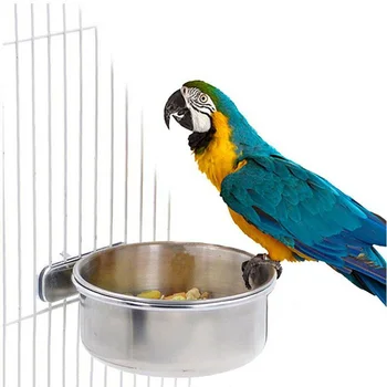 Jaunu Karstā Nerūsējošā Tērauda Coop Kausa Pet Papagaiļus Pārtikas Pakārtotā Macaw Ūdens Bļoda Putnu Būris USJ99