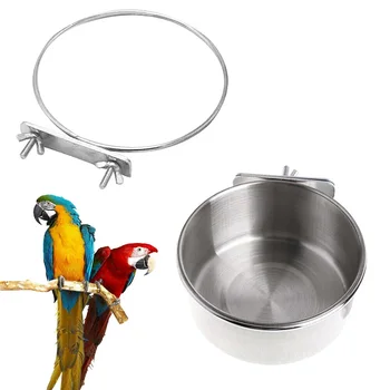 Jaunu Karstā Nerūsējošā Tērauda Coop Kausa Pet Papagaiļus Pārtikas Pakārtotā Macaw Ūdens Bļoda Putnu Būris USJ99