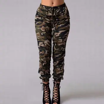 Jaunu Karstā Pārdošanas Stretchy Josta Konverģentu Bikses Modes Plus Lieluma Maskēties Stilīgs Izdilis Armijas Zaļā Džinsa Bikses Sievietēm