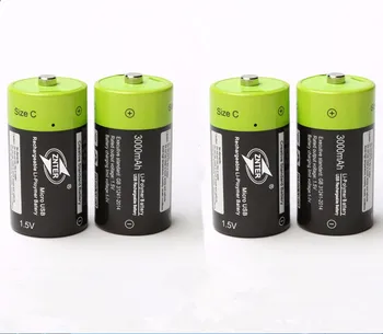 Jaunu karstā pārdošanas ZNTER 4gab/daudz 1.5 V 3000mAh akumulators C izmēra USB litija polimēru baterija