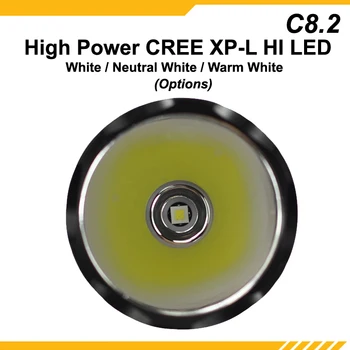Jaunu KDLITKER C8.2 Cree XP-L HI Balts 6500K / Neitrāli Balts 5000K / Silti Balta 3000K 1100 Lm LED kabatas Lukturītis - Melna (1x18650)
