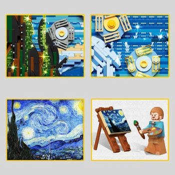 Jaunu KM Zvaigžņota Nakts Van Goga Mākslas Glezniecības Celtniecības Bloki, Mājas Apdares Ķieģeļu Kolekcija Uzstādīt, Montēt Rotaļlietas Bērniem Dāvanu