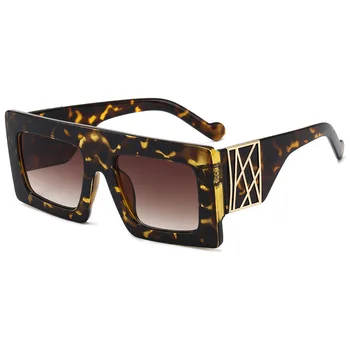Jaunu Lielizmēra Kvadrātveida Saulesbrilles Sieviešu 2020. Gadam Luksusa Zīmolu Modes Leopard Melnās Saules Brilles Vīriešiem Gafas Ēnā Spogulis Sejsegu Oculos