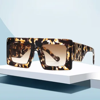 Jaunu Lielizmēra Kvadrātveida Saulesbrilles Sieviešu 2020. Gadam Luksusa Zīmolu Modes Leopard Melnās Saules Brilles Vīriešiem Gafas Ēnā Spogulis Sejsegu Oculos