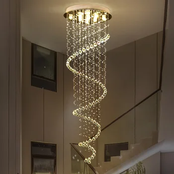 Jaunu, Modernu LED K9 Kristāla Lustra, Villa, Luksusa Kristāla Lustra Dubultā Kāpnes Lampas Dzīvojamā Istabā Gaismas