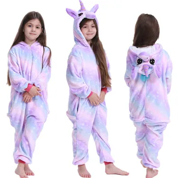 Jaunu Pieaugušajiem Kigurumi Dzīvnieku Pidžamas Komplekti Ziemas Pidžamas Bērniem, Flaneļa Karikatūra Sieviešu Unicorn Pidžamas Zēniem, Meitenēm Unicornio Sleepwear