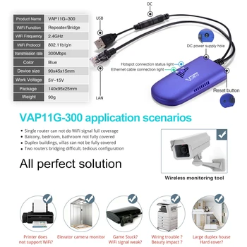 Jaunu Produktu VAP11G-300 300M 2 dbi Bezvadu Wifi Repeater 802.11 N/B/G Tīkla Range Expander