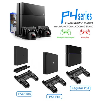 Jaunu PS4/PS4 Slim/PS4 Pro Dual Kontrolieris Lādētāju Konsoles Vertikālā Dzesēšanas Stends Uzlādes Staciju LED Ventilators SONY Playstation 4