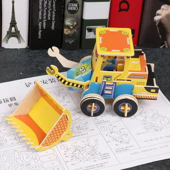 Jaunu Rakšanas Mašīnas, Buldozeri, Rotaļlietas, 3D Koka Komplekti Puzzle Montāža Projektēšana Transportlīdzekļa Izglītojošas Rotaļlietas Bērniem Bērniem