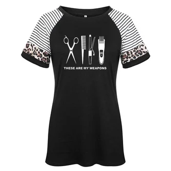 Jaunu Smieklīgu T Kreklu Sievietes Leopard O-veida Kakla Kokvilnas Sieviete, T-krekls Vasaras Frizētava Apģērbi Topi Meitene Tee Vintage Svītru Plus Lieluma Krekli