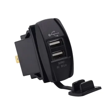 JAUNU Universālu Auto USB Lādētāja Kontaktligzda ar LED Gaismas Dual USB Tālruņa Uzlādes Adaptera Strāvas Ligzda Šūpuļzirgs Slēdzis Panelī