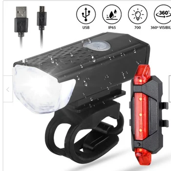 Jaunu Velosipēda Gaismu Uzlādējams LED Gaismas USB Uzlādes Komplektu Kalnu Velosipēds Priekšējo Un Aizmugurējo Lukturīti, Velosipēdu Piederumi
