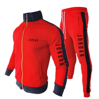 Jaunu vīriešu ir 2021. sporta tērps, krekls + treniņbikses sporta rāvējslēdzējs apkakle sporta skriešanas ikdienas vīriešu apģērbs