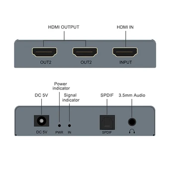 Jaunu Wiistar hdmi uz hdmi R/L Spdif Audio 2.1/5.1 CH hdmi audio extractor HDMI Audio Extractor HDMI Splitter 1x2 ar 3,5 mm Audio