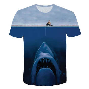 Jaunu zvejas t krekls stilā casual Digitālās zivju 3D Druka, t-krekls, zēnu, meiteņu t Vasaras Īsām Piedurknēm O-veida kakla Topi 