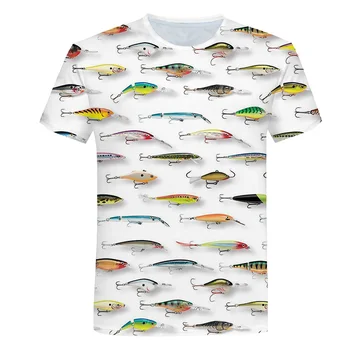 Jaunu zvejas t krekls stilā casual Digitālās zivju 3D Druka, t-krekls, zēnu, meiteņu t Vasaras Īsām Piedurknēm O-veida kakla Topi 