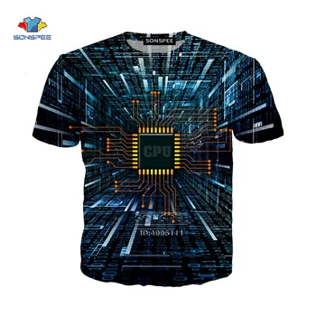 Jaunums 3D Iespiests t-krekls Datora PROCESORA Kodols Sirds ķēdes Hakeris Tee kreklu apdruka vīriešu apģērbs harajuku grafiskais T-krekli Vīriešu Sieviešu