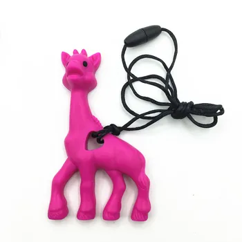 JAUNUMS! 5gab/daudz Sajauc krāsas Silikona žirafe zobu kulons, kaklarota, BPA BEZ silikona māsu Rotaļlieta -silikona Žirafe teether