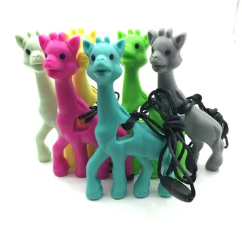 JAUNUMS! 5gab/daudz Sajauc krāsas Silikona žirafe zobu kulons, kaklarota, BPA BEZ silikona māsu Rotaļlieta -silikona Žirafe teether