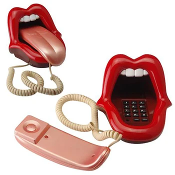 Jaunums Mēle Stiepjas Seksīgas Lūpas, Mutes Rievots Phone Telefona ar LED Indikatoru, Audio / Impulsu numuru Sastādīšanas, Mini Fiksēto Telefonu