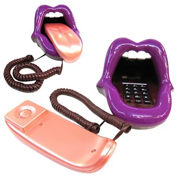 Jaunums Mēle Stiepjas Seksīgas Lūpas, Mutes Rievots Phone Telefona ar LED Indikatoru, Audio / Impulsu numuru Sastādīšanas, Mini Fiksēto Telefonu
