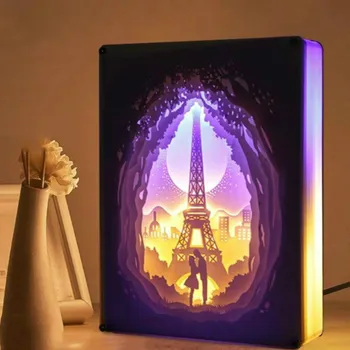 Jaunums Nakts Gaisma Totoro Papīra-cut Atmosfēru Lampas, 3D Papīra Griešanai Mākslas Apdare Lampa USB Jaudas Dzīvojamā Istaba Guļamistaba