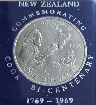 Jaunzēlande 1, vainaga 200 gadu jubileju Kapteinis izkraušanas 38mm Monētas, Es Edition Eiropā Reāla Sākotnējā Unc Monētas Jaunas