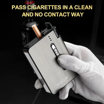 Jaunā Automātiskā Cigarešu etvija 10pcs Cigaretes Jaudu Var uzstādīt Vieglāks Metāla Kastē Vīriešiem Smēķēšana Jauku Dāvanu Dropshipping