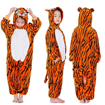 Jaunā gada Unisex Bērniem onesies Dzīvnieku brieža kostīms meitenēm kigurumi Lauva Kapuci Jumpsuit flaneļa pidžamas Sleepwear Ziemassvētku cosplay
