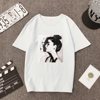 Jaunā korejiešu Drukāt ulzzang Īsām piedurknēm, Sieviešu T-krekls Sieviešu Zaudēt Zemāko Plus Lieluma Tee Kreklu Femme Draudzenes Streetwear