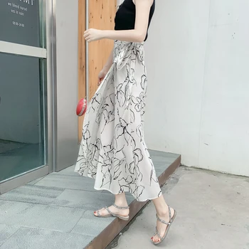 Jaunā Sieviešu Augsto Vidukli, Polka Punktiņi Svārki Eleganti Midi Ilgu s Wrap Šifona korejas Modes Gari svārki sievietēm